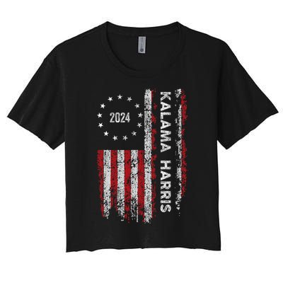 Kamala Harris Kamala 2024 Us Flag Democratic President Women's Crop Top Tee