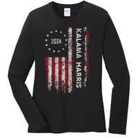 Kamala Harris Kamala 2024 Us Flag Democratic President Ladies Long Sleeve Shirt