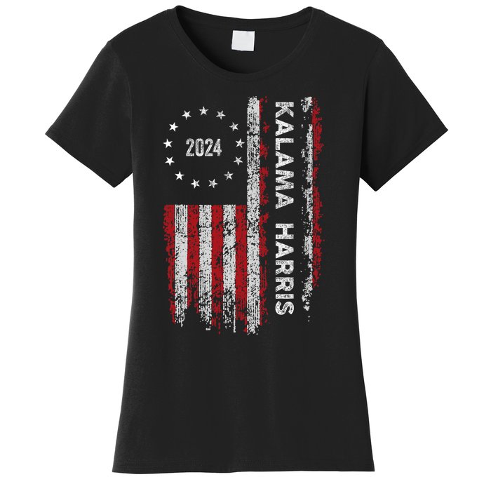 Kamala Harris Kamala 2024 Us Flag Democratic President Women's T-Shirt