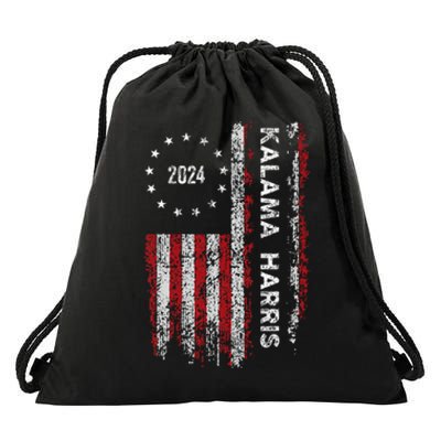 Kamala Harris Kamala 2024 Us Flag Democratic President Drawstring Bag