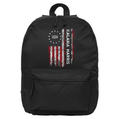 Kamala Harris Kamala 2024 Us Flag Democratic President 16 in Basic Backpack