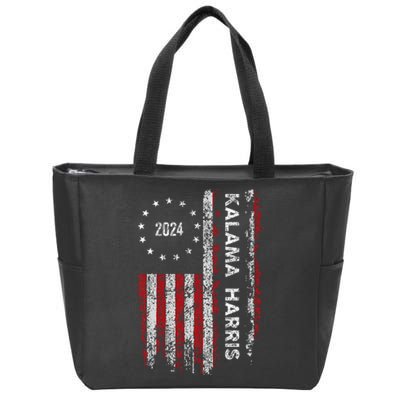 Kamala Harris Kamala 2024 Us Flag Democratic President Zip Tote Bag