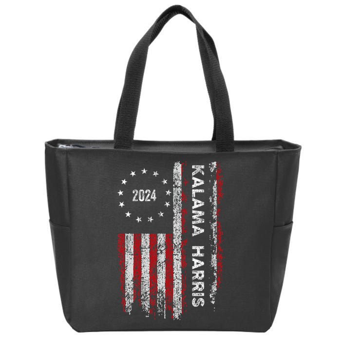 Kamala Harris Kamala 2024 Us Flag Democratic President Zip Tote Bag