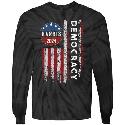 Kamala Harris Kamala 2024 Us Flag Democratic President Tie-Dye Long Sleeve Shirt