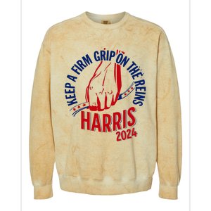 Kamala Harris Keep A Firm Grip On The Reins 2024 Us Election Colorblast Crewneck Sweatshirt