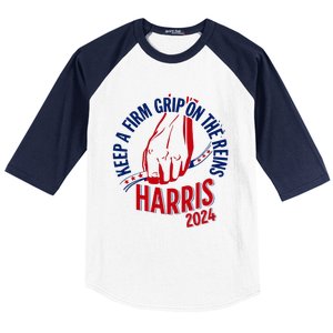 Kamala Harris Keep A Firm Grip On The Reins 2024 Us Election Baseball Sleeve Shirt