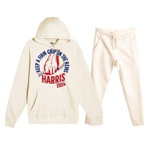 Kamala Harris Keep A Firm Grip On The Reins 2024 Us Election Premium Hooded Sweatsuit Set