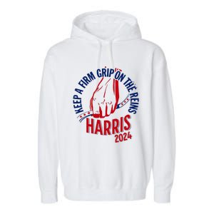 Kamala Harris Keep A Firm Grip On The Reins 2024 Us Election Garment-Dyed Fleece Hoodie