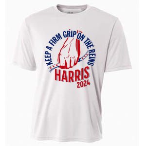 Kamala Harris Keep A Firm Grip On The Reins 2024 Us Election Cooling Performance Crew T-Shirt