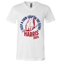 Kamala Harris Keep A Firm Grip On The Reins 2024 Us Election V-Neck T-Shirt