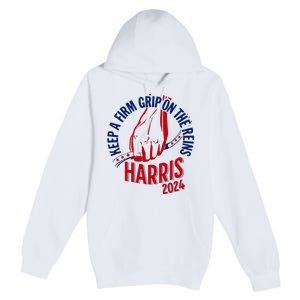 Kamala Harris Keep A Firm Grip On The Reins 2024 Us Election Premium Pullover Hoodie