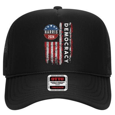 Kamala Harris Kamala 2024 Us Flag Democratic President High Crown Mesh Back Trucker Hat