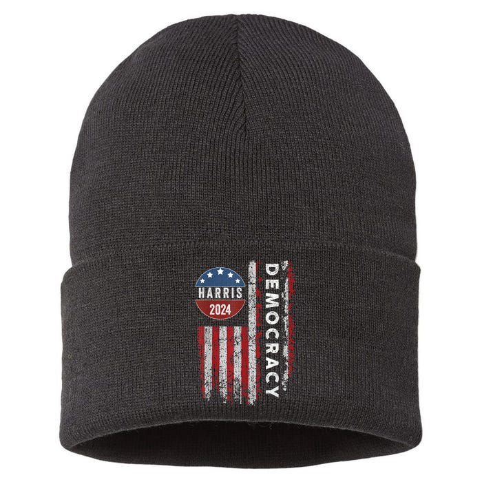 Kamala Harris Kamala 2024 Us Flag Democratic President Sustainable Knit Beanie