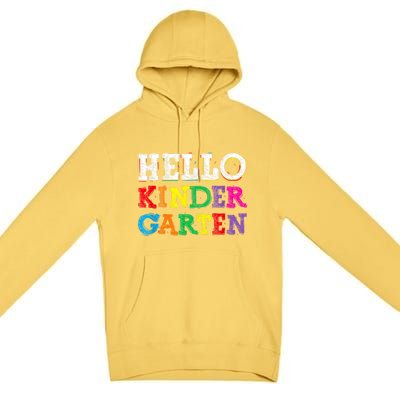 Kids Hello Kindergarten Back To School First Day Premium Pullover Hoodie