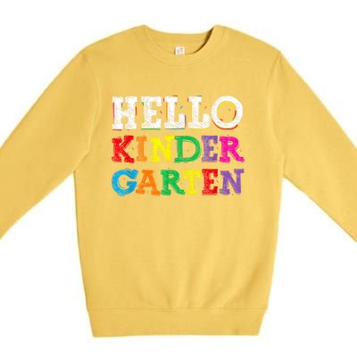 Kids Hello Kindergarten Back To School First Day Premium Crewneck Sweatshirt