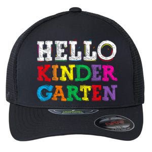 Kids Hello Kindergarten Back To School First Day Flexfit Unipanel Trucker Cap