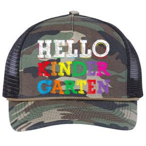 Kids Hello Kindergarten Back To School First Day Retro Rope Trucker Hat Cap