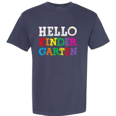 Kids Hello Kindergarten Back To School First Day Garment-Dyed Heavyweight T-Shirt