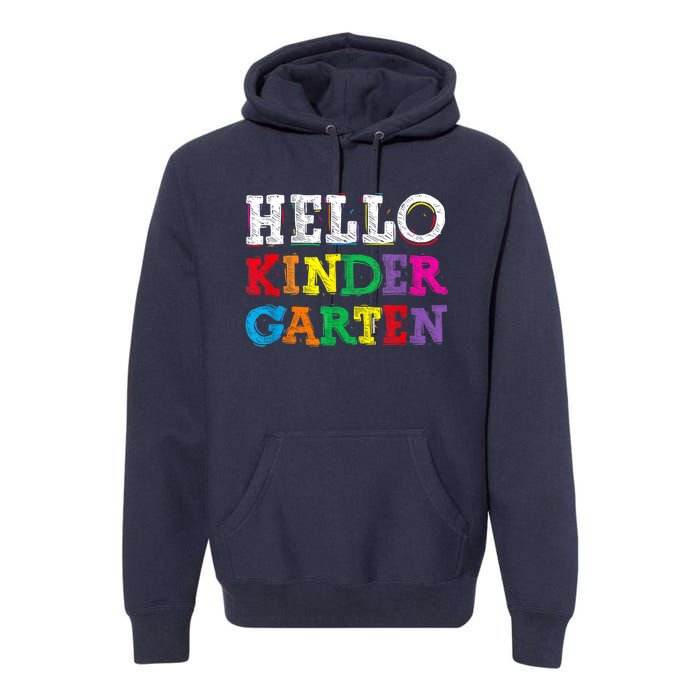 Kids Hello Kindergarten Back To School First Day Premium Hoodie