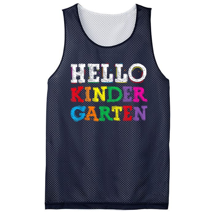 Kids Hello Kindergarten Back To School First Day Mesh Reversible Basketball Jersey Tank