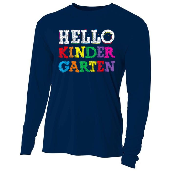 Kids Hello Kindergarten Back To School First Day Cooling Performance Long Sleeve Crew