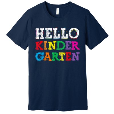 Kids Hello Kindergarten Back To School First Day Premium T-Shirt