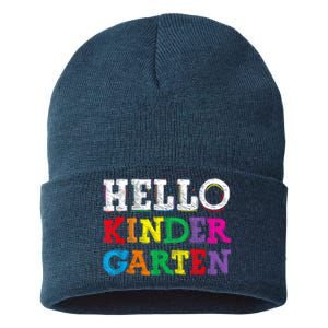 Kids Hello Kindergarten Back To School First Day Sustainable Knit Beanie