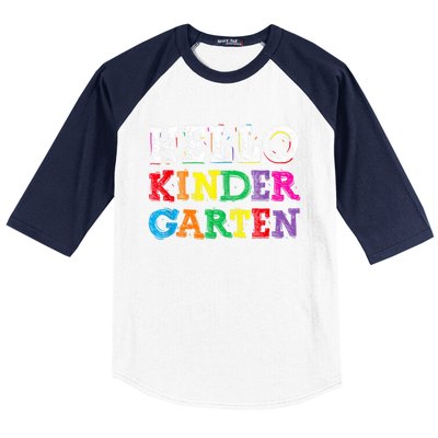 Kids Hello Kindergarten Back To School First Day Baseball Sleeve Shirt