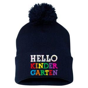 Kids Hello Kindergarten Back To School First Day Pom Pom 12in Knit Beanie