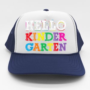 Kids Hello Kindergarten Back To School First Day Trucker Hat