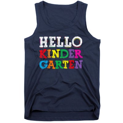 Kids Hello Kindergarten Back To School First Day Tank Top