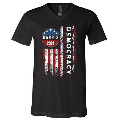 Kamala Harris Kamala 2024 Us Flag Democratic President V-Neck T-Shirt