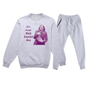 Kamala Harris Live Laugh Kick Fascist Ass Premium Crewneck Sweatsuit Set