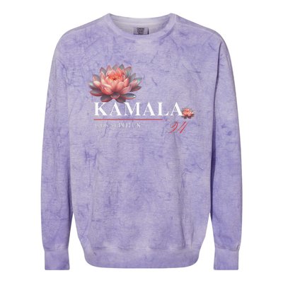 Kamala Harris Lotus Rainbow Floral 2024 President Colorblast Crewneck Sweatshirt