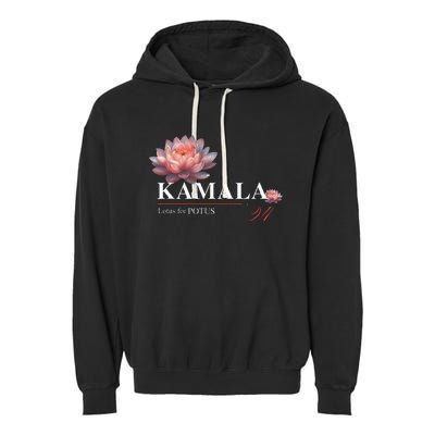 Kamala Harris Lotus Rainbow Floral 2024 President Garment-Dyed Fleece Hoodie