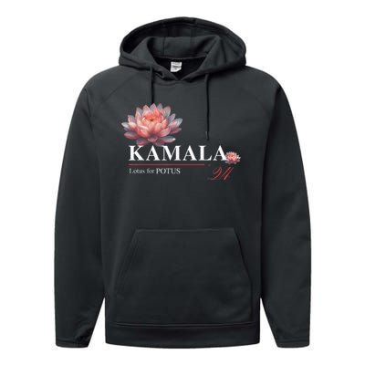 Kamala Harris Lotus Rainbow Floral 2024 President Performance Fleece Hoodie