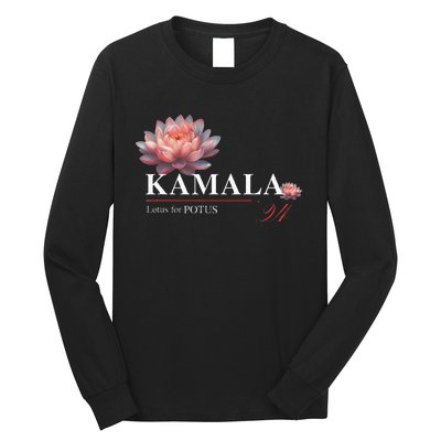 Kamala Harris Lotus Rainbow Floral 2024 President Long Sleeve Shirt