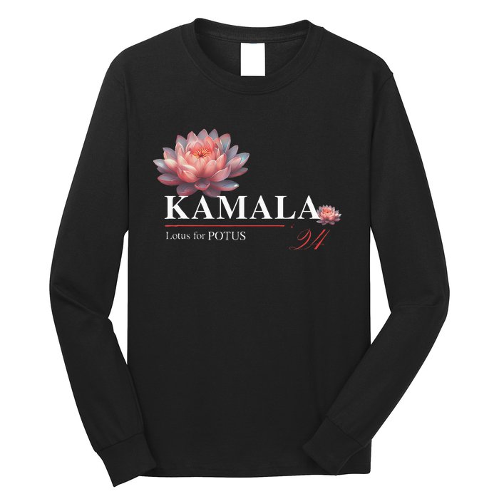 Kamala Harris Lotus Rainbow Floral 2024 President Long Sleeve Shirt