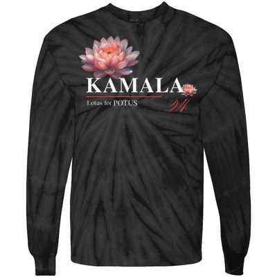 Kamala Harris Lotus Rainbow Floral 2024 President Tie-Dye Long Sleeve Shirt