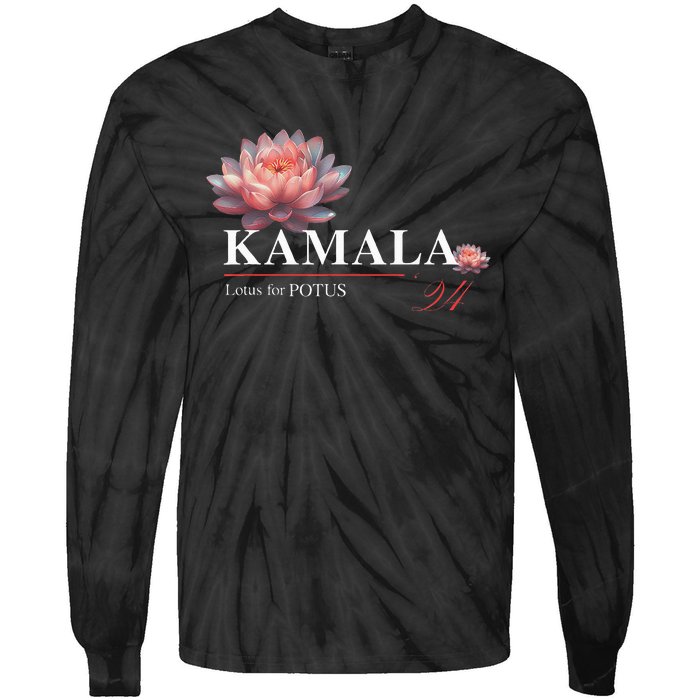 Kamala Harris Lotus Rainbow Floral 2024 President Tie-Dye Long Sleeve Shirt