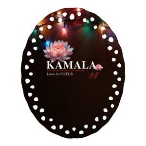 Kamala Harris Lotus Rainbow Floral 2024 President Ceramic Oval Ornament