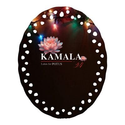 Kamala Harris Lotus Rainbow Floral 2024 President Ceramic Oval Ornament