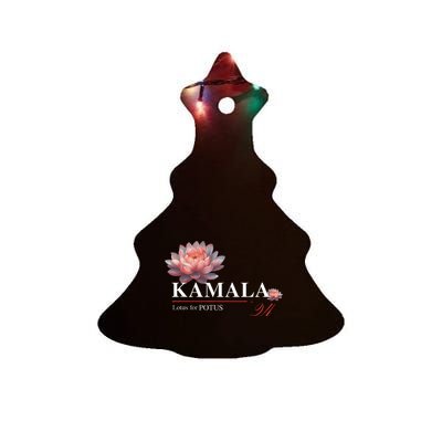 Kamala Harris Lotus Rainbow Floral 2024 President Ceramic Tree Ornament