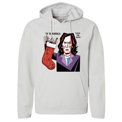 Kamala Harris Lost Election Holding Christmas Stocking Performance Fleece Hoodie