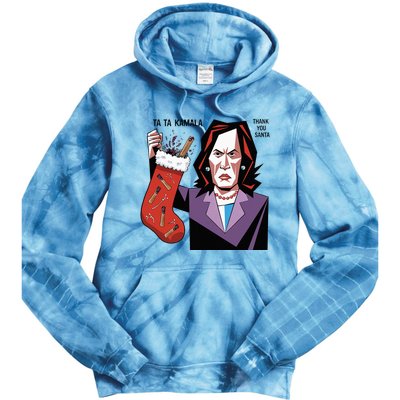 Kamala Harris Lost Election Holding Christmas Stocking Tie Dye Hoodie