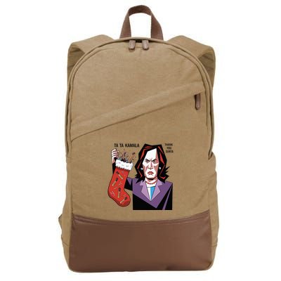 Kamala Harris Lost Election Holding Christmas Stocking Cotton Canvas Backpack
