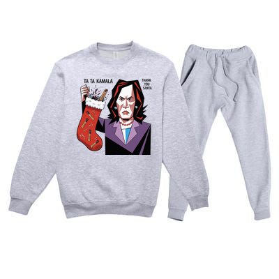 Kamala Harris Lost Election Holding Christmas Stocking Premium Crewneck Sweatsuit Set