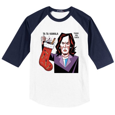 Kamala Harris Lost Election Holding Christmas Stocking Baseball Sleeve Shirt