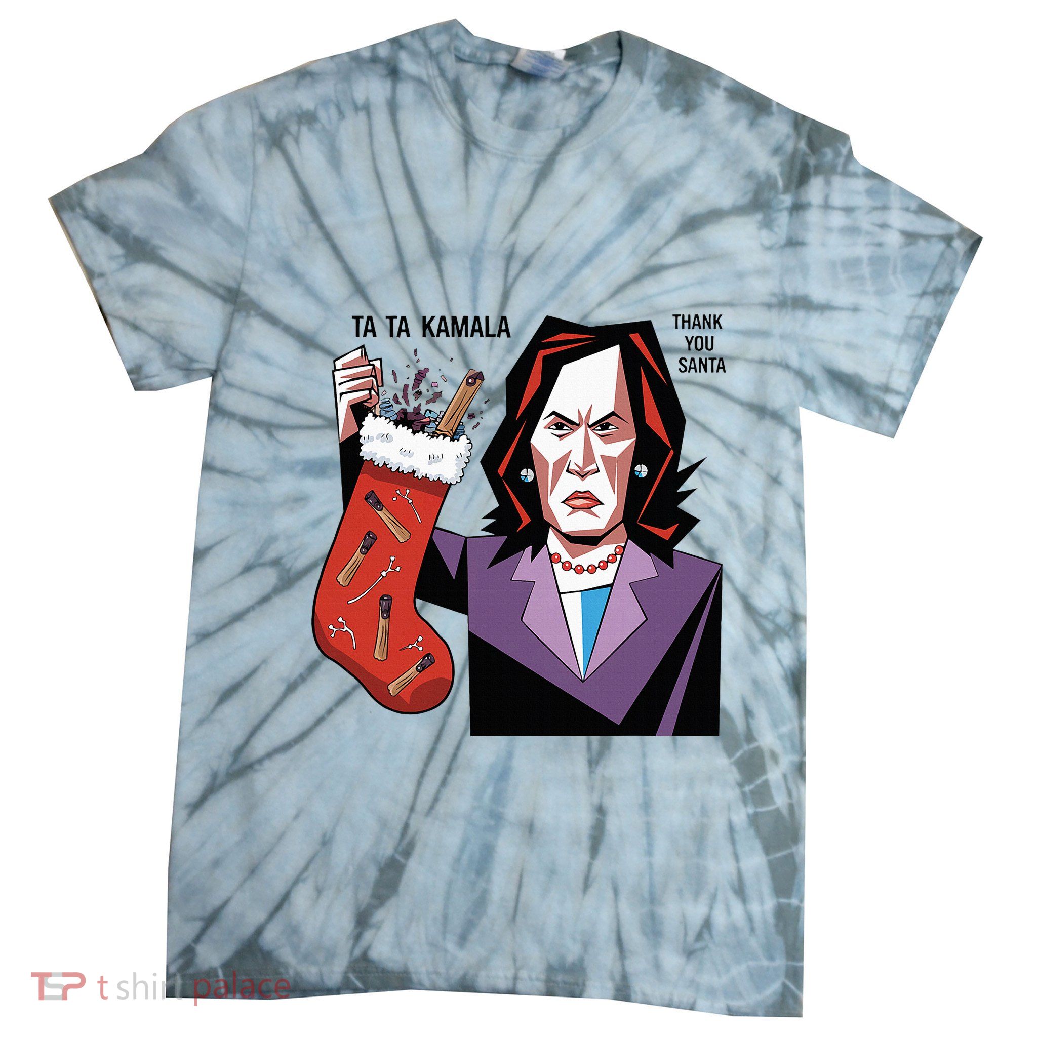 Kamala Harris Lost Election Holding Christmas Stocking Tie-Dye T-Shirt