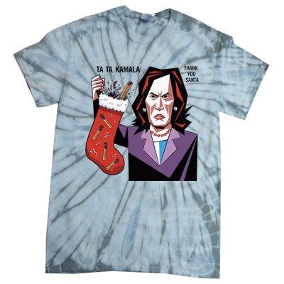 Kamala Harris Lost Election Holding Christmas Stocking Tie-Dye T-Shirt